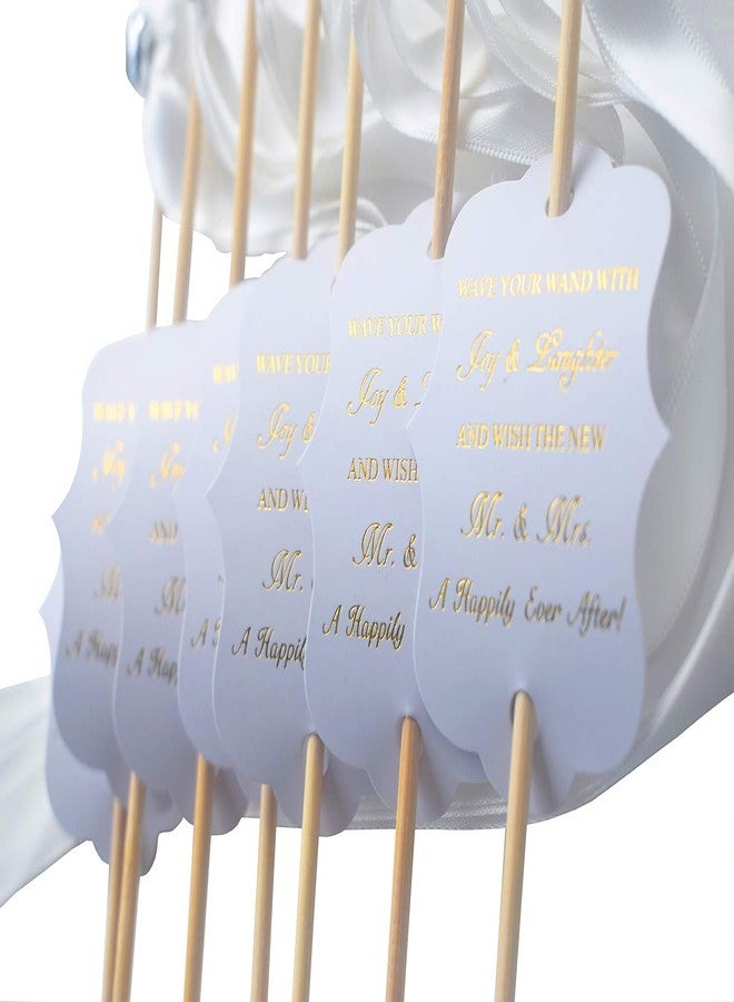Kingsnow 50 Pack Wedding Ribbon Wand Favor Tags, Weddig Send Off Exit Wand Gold Foil Tags for Wedding Ribbon Wands - Image 2